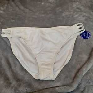 Swimsuits For All Triple String Cut Out White Bikini Swim Bottoms NWT